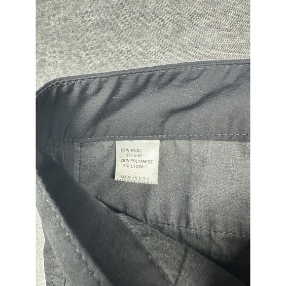 Theory Slim Trouser Pant Size 6 Black Side Zipper Wool Blend Ruffled - Picture 3 of 6